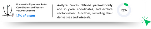 Study button for AP Calculus BC Unit 9: Parametric Equations, Polar Coordinates, and Vector-Valued Functions -- 12% of exam.