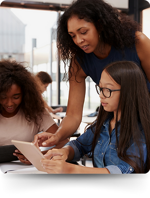 Teacher helping a student
