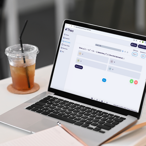 Laptop open to Thea Study Smart Study feature 